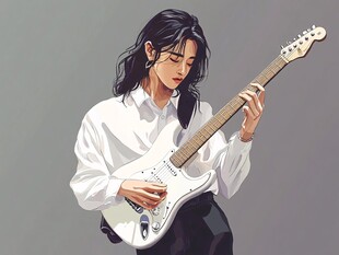 吉他人物插画