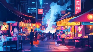 庙街插画