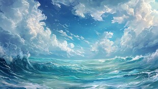 插画海平面