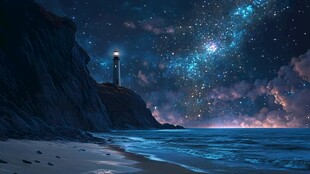 梦幻海上夜景