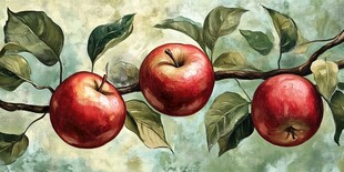 新中式装饰画手绘苹果