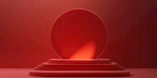 红色立体场景舞台展台