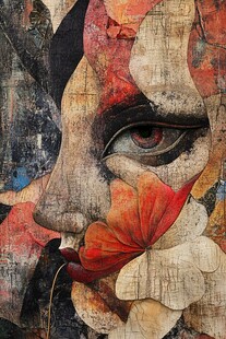 人脸色块拼接装饰画