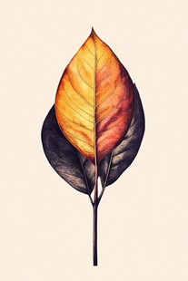 创意手绘树叶标本