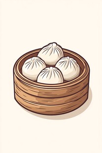 小笼包插画