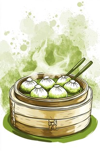 小笼包插画