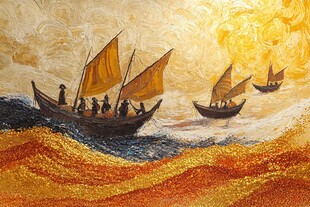 金色帆船装饰画