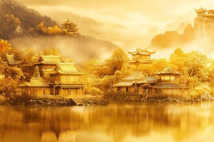 山水楼阁雅致意境风