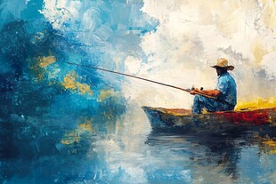 钓鱼油画