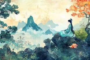 古风人像水墨山水