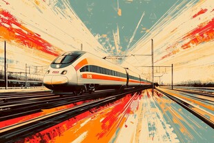 高铁插画