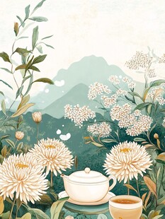 菊花茶插画