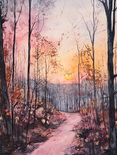 秋天森林画唯美秋色