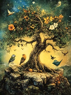 仙境古树插画