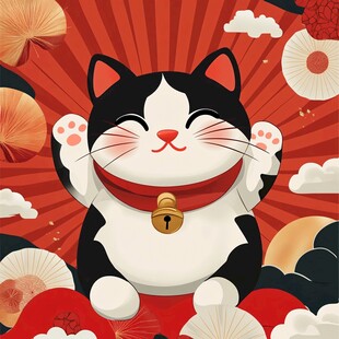 招财猫插画设计