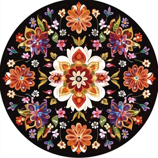 彩色民族风花草花卉