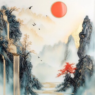 新中式迎客松图