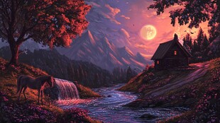 梦幻夜晚立体画