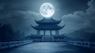 月光下的古建筑
