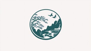 圆形山水logo