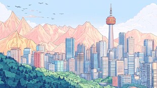 温哥华插画素材背景