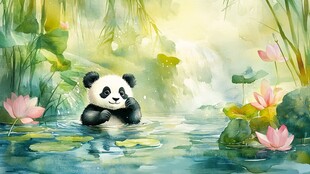 熊猫绘本插图插画