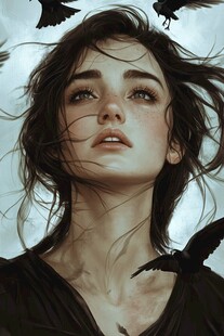 欧美风女孩插画