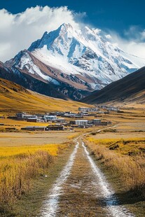 雪山秋季草原