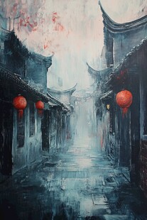 雨巷插画