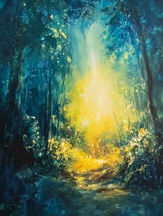 电脑装饰油画阳光森林
