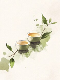 手绘茶叶插画