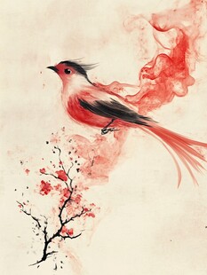 水墨插画北朱雀