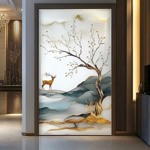 轻奢麋鹿珐琅彩浮雕画