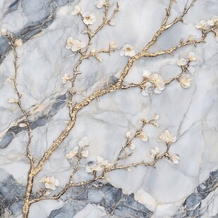 大理石春天花鸟壁纸