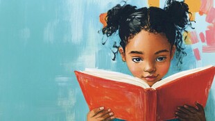 小女孩读书配图