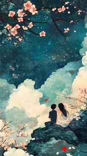 古风情人节插画