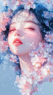 唯美意境少女插画