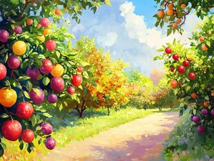 果园插画田园风光