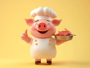 开心小牛厨师形象