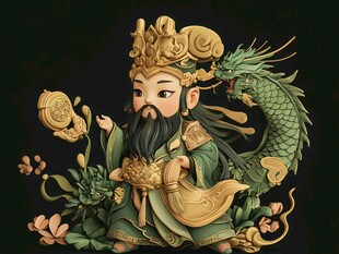 龙财神插画图案