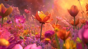 唯美梦幻花田场景