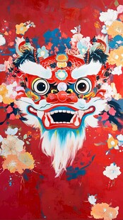 舞狮油画