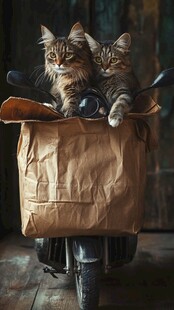 猫骑摩托车送快递