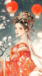 红衣少女设计古风