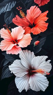 典雅木槿花装饰画