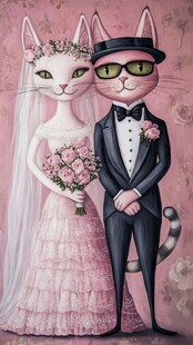 卡通猫婚礼