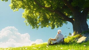 大树下休息场景