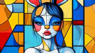 人脸色块拼接装饰画