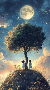 美好的夜晚插画