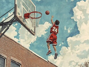 篮球少年插画